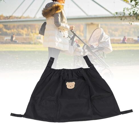 منظم عالمي لعربة الأطفال، حقيبة تخزين لعربة الأطفال من النايلون لأساسيات الطفل، حقيبة تنظيم عربة الأطفال ذات سعة كبيرة مع خطاف وحلقة، حقيبة شحن للمظلة وإكسسوارات عربة الحيوانات الأليفة (الدب الأسود) in Kuwait