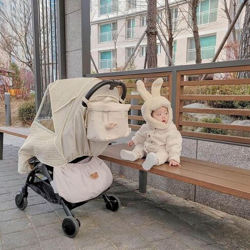 Hyuduo Baby Stroller Organizer Universal Stroller Reusable Large Capacity Elastic Nylon Stroller Accessory Bag for Stroller Carrierbagcase (Little Bear) in Saudi Arabia