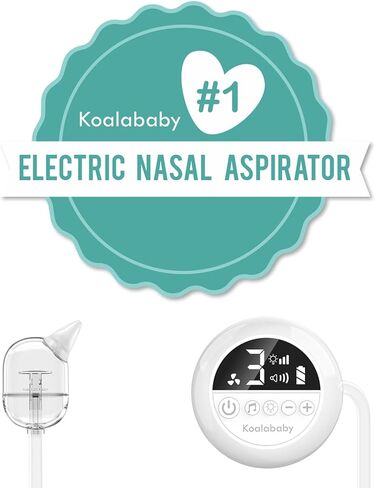 Koalababy Electric Nasal Aspirator for Baby – Hospital-Grade Nose Suction, 9 Suction Levels, Baby Nose Sucker, Nasal Cleaner, Night Light & Music, Soft Silicone Tips, Travel Bag in Kuwait