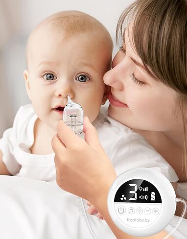 Koalababy Electric Nasal Aspirator for Baby – Hospital-Grade Nose Suction, 9 Suction Levels, Baby Nose Sucker, Nasal Cleaner, Night Light & Music, Soft Silicone Tips, Travel Bag in Kuwait