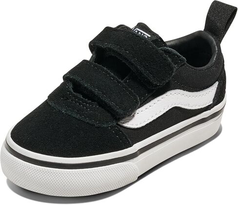 حذاء رياضي Vans للأطفال الصغار Ward V، (سويدي/قماش) أسود/أبيض، 3 in Saudi Arabia