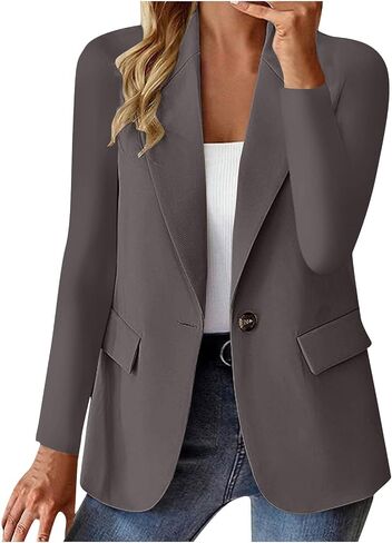 Blazers for Women Business Casual Button Down Lapel Suit Jackets Long Sleeve Work Office Fall Spring Clothes in Saudi Arabia
