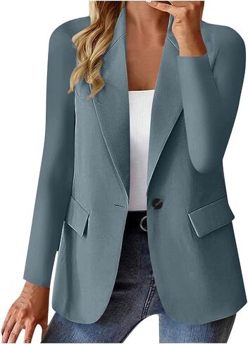 Blazers for Women Business Casual Button Down Lapel Suit Jackets Long Sleeve Work Office Fall Spring Clothes in Saudi Arabia