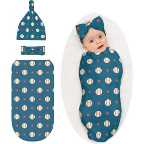 Football Baby Stuff Swaddle Blanket with Headband and Beanie Set, Soft Newborn Sleep Sacks Outfit Infant Shower Gift for Boys Girls in Saudi Arabia
