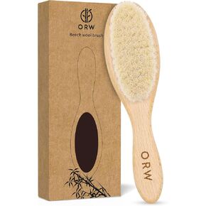 ORW OREN’S Baby Hair Brush - Perfect for Newborn, Toddlers, Infants, Girls & Boys - Beechwood Handle & Goat Hair White Bristle Brush for Gentle Scalp Grooming, Cradle Cap Relief in Saudi Arabia