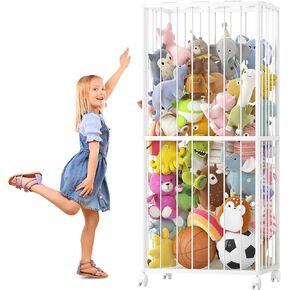 Stuffed Animal Storage Zoo Metal Toy Organizer 61x23.6x16.5in with Wheels | Metal Frame, Elastic Cords, 4 Casters with 2 Locks, Easy Assembly, for Plush Toys Balls Dolls and Blocks in Kuwait