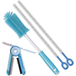 مجموعة فرش تنظيف زجاجات المياه مكونة من 4 قطع - فرشاة تنظيف الزجاجات من السيليكون مقاس 12.6 بوصة، فرشاة تنظيف الأكواب 4 في 1 متعددة الأغراض in Kuwait