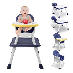 High Chairs for Babies and Toddlers, 5-in-1 Convertible Baby High Chair to Booster Seat with Removable Tray, Kids Learning and Building Block Activity Table with Safety Harness (Blue) in Saudi Arabia