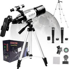 Telescope for Kids & Adults, 70mm Aperture 300mm Telescopes for Astronomy Beginners, 15X-150X Magnification Portable Refractor Telescope with Adjustable Tripod, Phone Adapter, White in Saudi Arabia