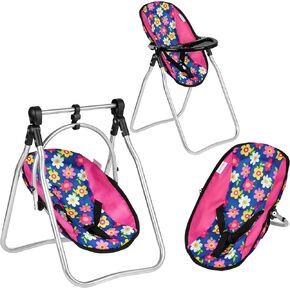 Fash N Kolor Doll Play Set 3 in 1 Doll Set, 1 Pack N Play, Doll Stroller, Doll High Chair Fits Up to 18'' Doll (Flower Swing) in Kuwait