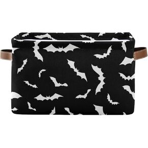 سلة تخزين الخفافيش السوداء للهالوين، سلال المطبخ المصنوعة من القماش، صناديق تخزين منزلية مفتوحة، صناديق تخزين قابلة للطي لقماش الأطفال والحيوانات الأليفة، سلال خزانة الكتب، 16 × 12 × 8 بوصة in Kuwait