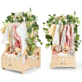 Wooden Baby Shower Crate Closet with Pushable Wheels, Personalized Baby Gift Baby Shower Basket, Welcome Gift for Newborn Boy Girl, Pregnancy Gifts for New Parents in Saudi Arabia