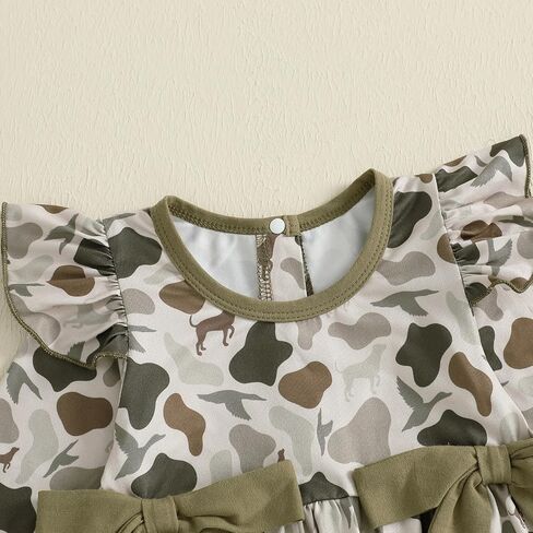 Newborn Baby Girl Hunting Outfit Camo Ruffle Long Sleeve Romper Jumpsuit Smocked Bubble One Piece Clothes in Saudi Arabia