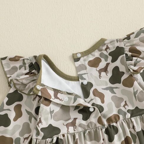 Newborn Baby Girl Hunting Outfit Camo Ruffle Long Sleeve Romper Jumpsuit Smocked Bubble One Piece Clothes in Saudi Arabia