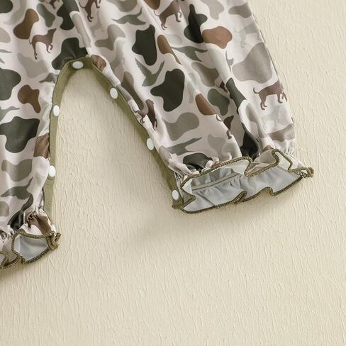 Newborn Baby Girl Hunting Outfit Camo Ruffle Long Sleeve Romper Jumpsuit Smocked Bubble One Piece Clothes in Saudi Arabia