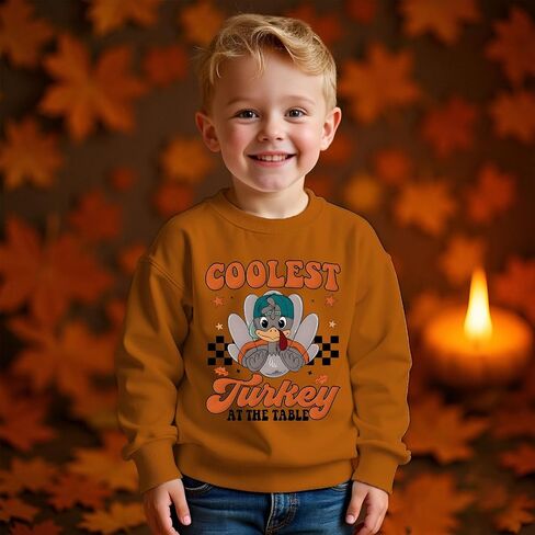 Toddler Boys Thanksgiving Sweatshirt Coolest Turkey At The Table Pullover Turkey Shirts Thankful Outfit Fall Tops in Saudi Arabia