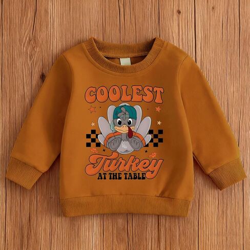 Toddler Boys Thanksgiving Sweatshirt Coolest Turkey At The Table Pullover Turkey Shirts Thankful Outfit Fall Tops in Saudi Arabia