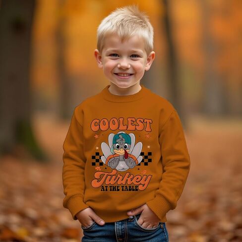 Toddler Boys Thanksgiving Sweatshirt Coolest Turkey At The Table Pullover Turkey Shirts Thankful Outfit Fall Tops in Saudi Arabia