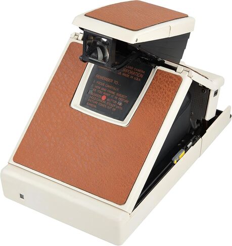 كاميرا بولارويد SX-70 Land Camera Model 2 - كاميرا فيلم فورية كلاسيكية (جسم أبيض، جلد بني) | التركيز اليدوي، تصميم قابل للطي، يعمل مع فيلم SX-70 (متجدد) in Saudi Arabia