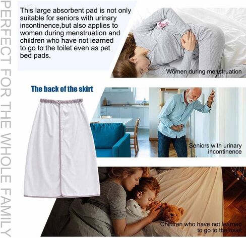 Reusable Incontinence Skirt for Adults, Washable Incontinence Bed Pads with Absorbent & Waterproof Design, Leak Protection for Seniors, Women, Toddlers, Pet Bed Pads (Grey, Large) in Saudi Arabia