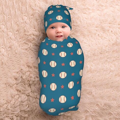 Football Baby Stuff Swaddle Blanket with Headband and Beanie Set, Soft Newborn Sleep Sacks Outfit Infant Shower Gift for Boys Girls in Saudi Arabia