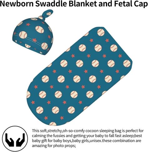 Football Baby Stuff Swaddle Blanket with Headband and Beanie Set, Soft Newborn Sleep Sacks Outfit Infant Shower Gift for Boys Girls in Saudi Arabia