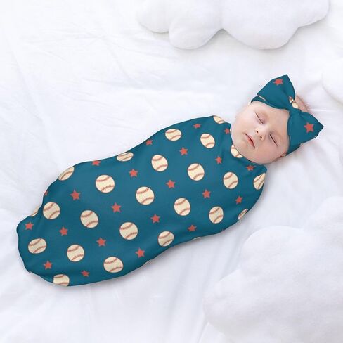 Football Baby Stuff Swaddle Blanket with Headband and Beanie Set, Soft Newborn Sleep Sacks Outfit Infant Shower Gift for Boys Girls in Saudi Arabia