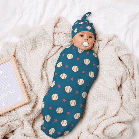 Football Baby Stuff Swaddle Blanket with Headband and Beanie Set, Soft Newborn Sleep Sacks Outfit Infant Shower Gift for Boys Girls in Saudi Arabia