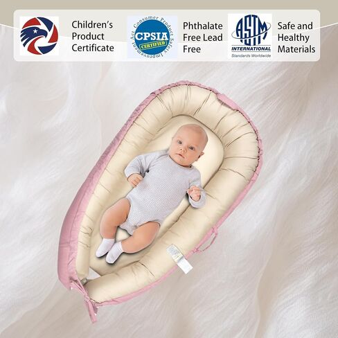 Baby Lounger, Baby Nest Cover for Baby, Reversible & Breathable Cotton, Adjustable Baby Floor Seat for Tummy Time, Portable Infant Lounger, Essentials for Newborns (Gray) in Saudi Arabia