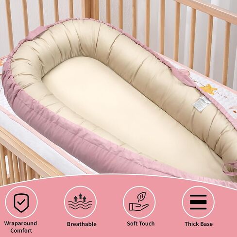 Baby Lounger, Baby Nest Cover for Baby, Reversible & Breathable Cotton, Adjustable Baby Floor Seat for Tummy Time, Portable Infant Lounger, Essentials for Newborns (Gray) in Saudi Arabia