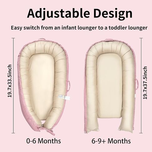 Baby Lounger, Baby Nest Cover for Baby, Reversible & Breathable Cotton, Adjustable Baby Floor Seat for Tummy Time, Portable Infant Lounger, Essentials for Newborns (Gray) in Saudi Arabia