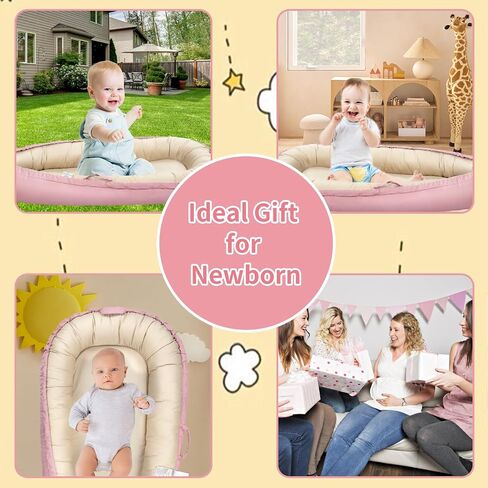 Baby Lounger, Baby Nest Cover for Baby, Reversible & Breathable Cotton, Adjustable Baby Floor Seat for Tummy Time, Portable Infant Lounger, Essentials for Newborns (Gray) in Saudi Arabia
