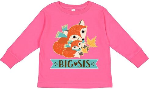 تي شيرت Inktastic Big Sis Woodland Fox Sister للأطفال الصغار بأكمام طويلة in Saudi Arabia