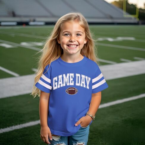 BOUTIKOME Toddler Game Day Shirts Baby Boys Girls Football T-Shirt Kids Football Fans Gift Tees Outfits Short Sleeve Tops in Saudi Arabia