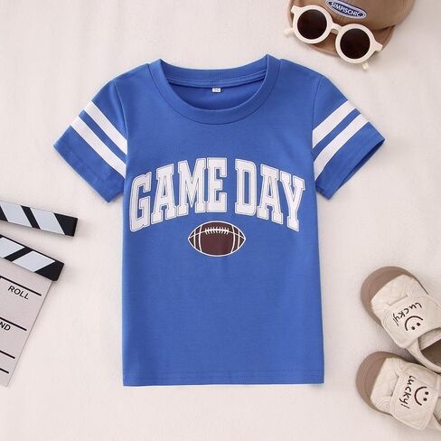 BOUTIKOME Toddler Game Day Shirts Baby Boys Girls Football T-Shirt Kids Football Fans Gift Tees Outfits Short Sleeve Tops in Saudi Arabia