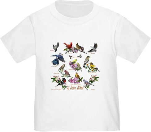 تي شيرت CafePress I Love Birds للأطفال الصغار برسومات لطيفة للأطفال الصغار، 100% قطن in Saudi Arabia