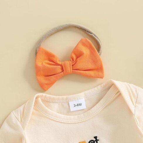 My 1st Halloween Newborn Baby Girl Clothes Pumpkin Letter Embroidery Long Sleeve Romper Shorts Set 4Pcs Fall Oufit in Kuwait