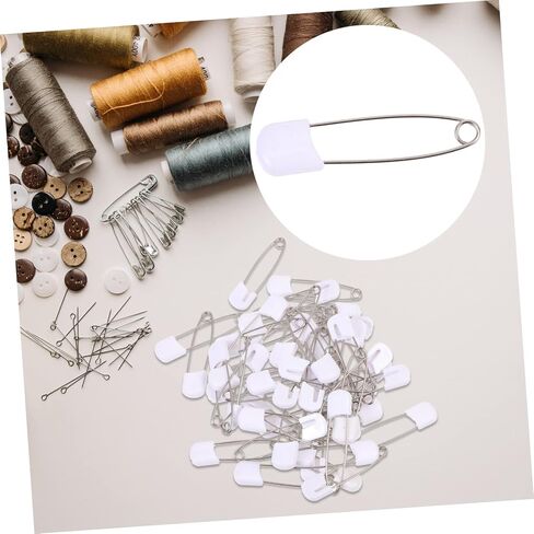 Veemoon 50pcs Large White Diaper Pins Safety Brooch Multifunctional Clothes Fastener for Newborns Durable Resistant Nappy Clips for Blankets Quilts Sweaters and Crafts in Saudi Arabia