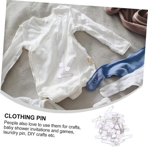 Veemoon 50pcs Large White Diaper Pins Safety Brooch Multifunctional Clothes Fastener for Newborns Durable Resistant Nappy Clips for Blankets Quilts Sweaters and Crafts in Saudi Arabia