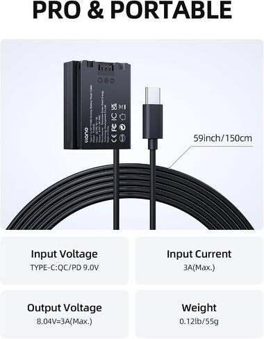 llano NP-FZ100 Dummy Battery USB-C PD Power Kit – for Sony A7III A7IV A6700 FX3 FX30 A9 A7C A7CII A7RV A7RIII A6600 ZV-E1 ZV-E10II A1 – Mobile Power Solution for Travel Shoots & Outdoor Filmmaking in Saudi Arabia