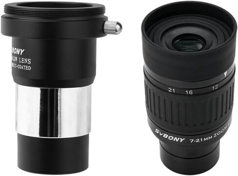 SVBONY SV135 1.25" 7 to 21mm Zoom Eyepiece Bundle with Barlow Lens 2X (2 Items) in Saudi Arabia