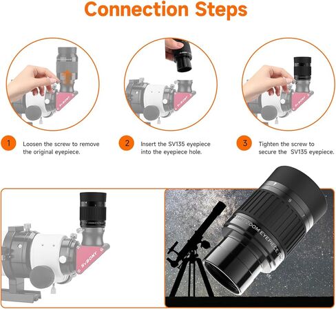 SVBONY SV135 1.25" 7 to 21mm Zoom Eyepiece Bundle with Barlow Lens 2X (2 Items) in Saudi Arabia