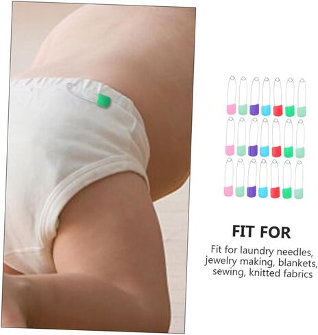 50Pcs Safety Diaper Pins with Locking Closures Brooches for Newborns Easy to Use Cartoon Design for Cloth Diapers and Accessories in Saudi Arabia