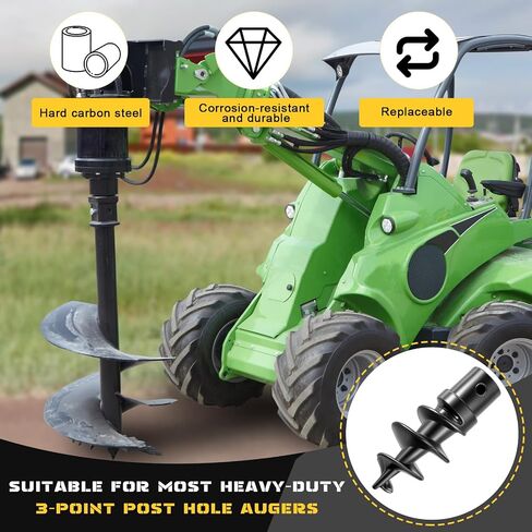 Hicarer Bolt on Spiral Point Auger Pilot Tip Post Hole Digger Screw Point Replacement Part Single Bit 1-7/8" Shank Diameter for Heavy Duty 6-24" 2" ID Tube Augers with Bolt on Receiver in Saudi Arabia
