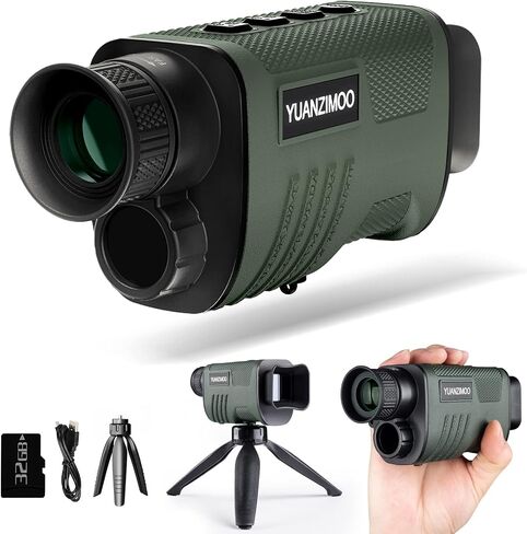 Upgraded Night Vision Monocular Digital Infrared Monocular Telescope for 100% Darkness with 8X Zoom 2000mAh Rechargeable Battery Tripod 32 GB SD Card & Card Reader, for Adult Hunting Camping in Saudi Arabia