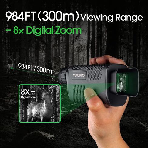 Upgraded Night Vision Monocular Digital Infrared Monocular Telescope for 100% Darkness with 8X Zoom 2000mAh Rechargeable Battery Tripod 32 GB SD Card & Card Reader, for Adult Hunting Camping in Saudi Arabia