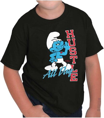 تي شيرت Hefty Smurf Hustle للتمرين طوال اليوم برقبة دائرية للأولاد والبنات in Kuwait
