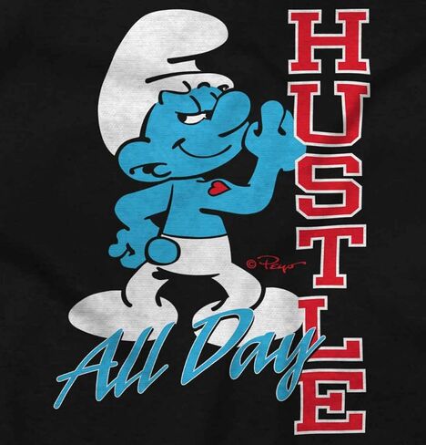 تي شيرت Hefty Smurf Hustle للتمرين طوال اليوم برقبة دائرية للأولاد والبنات in Kuwait