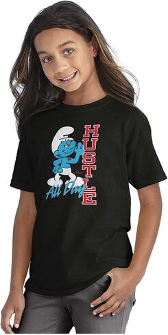 تي شيرت Hefty Smurf Hustle للتمرين طوال اليوم برقبة دائرية للأولاد والبنات in Kuwait