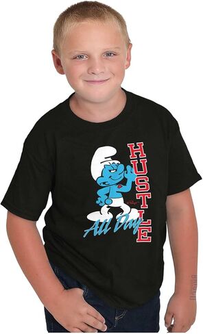 تي شيرت Hefty Smurf Hustle للتمرين طوال اليوم برقبة دائرية للأولاد والبنات in Kuwait